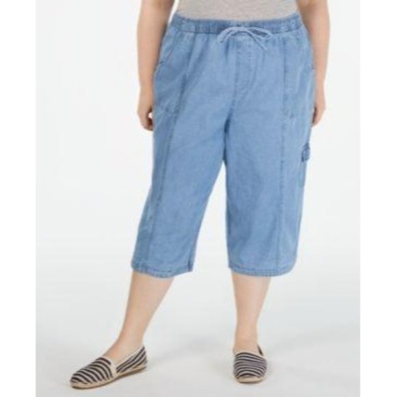 Karen Scott Pants - 2X Karen Scott High Rise Denim Capri Jeans